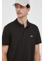 Polo majica Lacoste za muškarce, boja: crna, bez uzorka