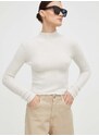 Vuneni pulover Drykorn za žene, boja: bež, s poludolčevitom
