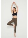 Tajice za jogu Reebok boja: zelena, bez uzorka