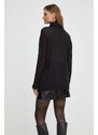 Vuneni pulover Pinko za žene, boja: crna, lagani, s dolčevitom