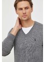 Vuneni pulover Polo Ralph Lauren za muškarce, boja: siva, lagani