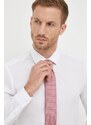 Košulja Trussardi za muškarce, boja: bijela, slim, s talijanskim ovratnikom