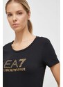 Majica kratkih rukava EA7 Emporio Armani za žene, boja: crna
