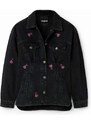 Traper jakna Desigual 23WWED33 WOMAN DENIM TRUCKER JACKET za žene, boja: crna, za prijelazno razdoblje