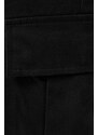 Pamučne hlače Pinko boja: crna, ravni kroj, visoki struk