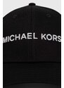 Pamučna kapa sa šiltom Michael Kors boja: crna, s aplikacijom