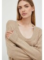 Pulover s dodatkom vune Trussardi za žene, boja: bež, lagani