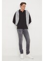 Pamučna majica dugih rukava Calvin Klein Jeans boja: crna, bez uzorka
