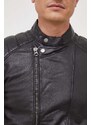 Kožna jakna Pepe Jeans Brewster za muškarce, boja: crna, za prijelazno razdoblje