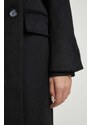 Vuneni kaput Pepe Jeans MADISON boja: crna, za prijelazno razdoblje