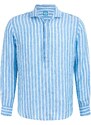 Panareha Men's Stripes Linen Popover Shirt SICILIA blue