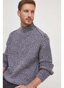 Pulover s dodatkom vune Calvin Klein za muškarce, boja: siva, s poludolčevitom