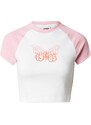 Tommy Jeans Majica pastelno narančasta / roza / bijela