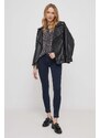 Bluza Pepe Jeans Alazne za žene, boja: crna, s uzorkom