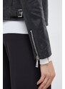 Kožna ramones jakna Guess za žene, boja: crna, za prijelazno razdoblje