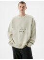 Pull&Bear Sweater majica sivkasto bež / crna