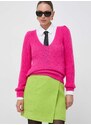 Pulover s dodatkom vune Morgan za žene, boja: ružičasta