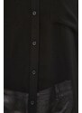 Košulja Dkny za žene, boja: crna, relaxed, s klasičnim ovratnikom