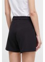 Kratke hlače EA7 Emporio Armani za žene, boja: crna, s aplikacijom, visoki struk