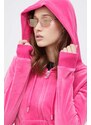 Dukserica od velura Juicy Couture boja: ružičasta, s kapuljačom, s aplikacijom