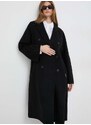 Vuneni kaput Karl Lagerfeld boja: crna, za prijelazno razdoblje, kopčanje u dva reda
