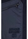 Pamučna dukserica Armani Exchange za muškarce, boja: tamno plava, s kapuljačom, bez uzorka, 3DZMLL ZJ4XZ
