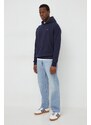 Pamučna dukserica Calvin Klein za muškarce, boja: tamno plava, s kapuljačom