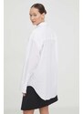 Pamučna košulja MSGM za žene, boja: bijela, relaxed, s klasičnim ovratnikom