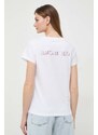 Pamučna majica Pinko za žene, boja: bijela