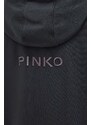 Pamučna dukserica Pinko za žene, boja: crna, s kapuljačom, s aplikacijom