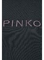 Pamučna dukserica Pinko za žene, boja: crna, s kapuljačom, s aplikacijom