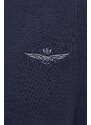 Pamučna dukserica Aeronautica Militare za muškarce, boja: tamno plava, s aplikacijom
