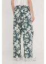 Lanene hlače Abercrombie & Fitch boja: zelena, široke, visoki struk