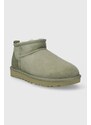 Čizme za snijeg od brušene kože UGG Classic Ultra Mini boja: zelena, 1116109