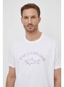 Pamučna majica Paul&Shark za muškarce, boja: bijela, s tiskom