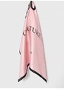 Svilena marama Moschino boja: ružičasta, s uzorkom