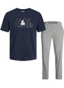 JACK & JONES Duga pidžama 'ULA' mornarsko plava / siva melange / bijela