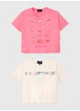 Dječja pamučna majica kratkih rukava Emporio Armani 2-pack boja: ružičasta