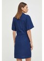 Pamučna haljina G-Star Raw boja: tamno plava, mini, ravna
