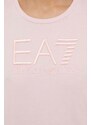Pamučna majica EA7 Emporio Armani za žene, boja: ružičasta