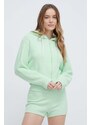 Dukserica UGG za žene, boja: zelena, s kapuljačom, bez uzorka