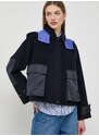 Vunena jakna MAX&Co. boja: tamno plava, za prijelazno razdoblje, oversize