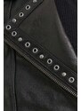 Kožna ramones jakna Pepe Jeans za žene, boja: crna, za prijelazno razdoblje