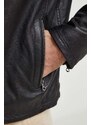 Kožna jakna Pepe Jeans za muškarce, boja: crna, za prijelazno razdoblje