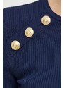 Bluza Luisa Spagnoli boja: tamno plava, bez uzorka