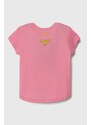 Dječja pamučna majica kratkih rukava United Colors of Benetton boja: ružičasta