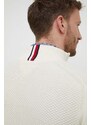 Pamučni pulover Tommy Hilfiger boja: bež, lagani, s poludolčevitom