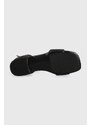 Kožne sandale Tommy Hilfiger TH HARDWARE FLAT SANDAL za žene, boja: crna, FW0FW07733