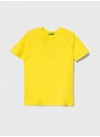Dječja pamučna majica kratkih rukava United Colors of Benetton boja: žuta, bez uzorka