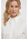 Košulja Sisley za žene, boja: bijela, slim, s klasičnim ovratnikom